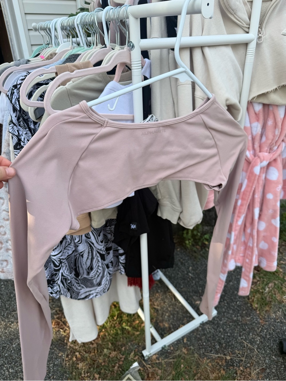 Alphalete Long Sleeve Crop Top in Dusty Rose